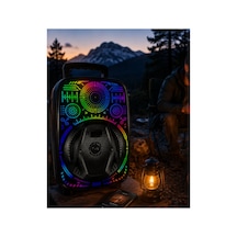 8 İnç Karaoke Hoparlör Usb Aux Fm Destekli Işıklı Speaker - Glst1193-1907 Renkli