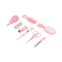 Hangfox Bebek Sağlık Bakımı Seti 8 Parça: Burun Emici, Tırnak Kesici, Tarak, Fırça, Termometre - Taşınabilir Çanta İle Güvenli Kullanim Pembe