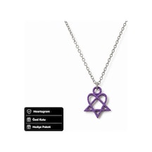 Mor Heartagram Sembol Tasarımlı Kolye Gotik Tarz Unisex Hediye Kolyesi Çok renkli