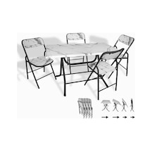 Klasik Katlanır - Katlanır Sandalye Masa Takımı Werzalit, Wermodin Veya Allzalit Tablalı - Bıanco Carrara 80x140 Çok Renkli