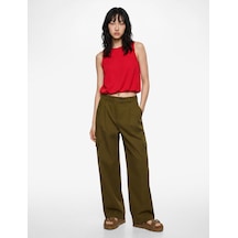 Koton Slim Fit Krep Kumaş Bisiklet Yaka Kolsuz Bluz Kırmızı 6sal30151ık