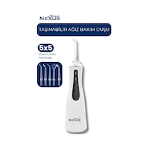Şarjlı Taşınabilir Ağız Duşu 5 Başlıklı 5 Modlu Ipx7 350 Ml Beyaz