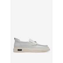 Dericlub Erkek Düz Taban Loafer Ayakkabı Gerçek Deri Cr 2996 Beyaz