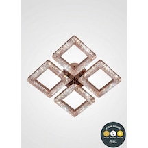 Helios Kristal Kare 4 Lü Gold Kumandalı Led Avize 3 Renk Salon, Yemek Masası, Mutfak, Antre Ve Çocuk Odası İçin