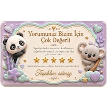 100 Adet Sevimli Hayvan Temalı Yorum Kartı 8x5 Cm 200 Gr Teşekkür Kartı