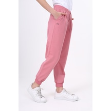 Toontoy Kız Çocuk Baskılı Beli Paçası Ribanalı Cepli Basic Jogger Eşofman Altı 2 İplik Gül Kurusu