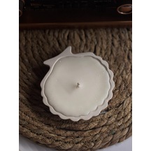 Beton İstiridye Tabakta Simli Mum - Doğal Soya Wax