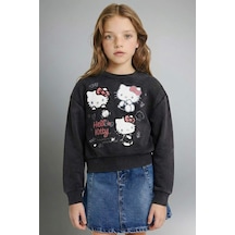 Defacto Kız Çocuk Hello Kitty Overshirt Fit Bisiklet Yaka Sweatshirt G3239a825wnar154 Antrasit-ar154