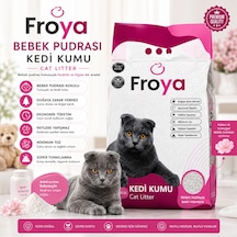 Froya Bebek Pudrası Kokulu Kedi Kumu 10 Lt Orta Taneli Topaklanan Tozsuz Kedi Kumu