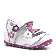 Hapshoe Hakiki Deri Püsküllü Beyaz Pembe Yazlık Bebek Ilk Adım Ayakkabı