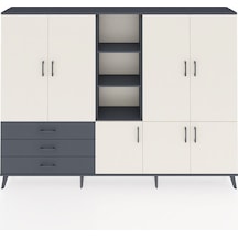Arges Dolap 11 Raflı 3 Çekmeceli 7 Kapaklı 220x30x163 Antrasit-ay Antrasit-aytaşı/antrasit