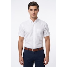 Kamer Erkek Klasik Tek Cepli %100 Cotton Kısa Kol Gömlek Bgl-st05624 Beyaz