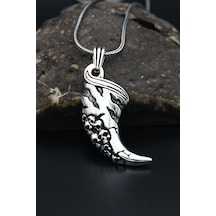 Prestij Gümüş Fil Dişi Kurukafalı Gümüş Kolye Zincir 925 Ayar