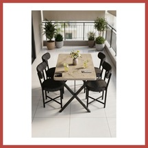 Bezos Mutfak Masası 4 Sandalyeli Set 110x70 Cm Modern Bahçe Cafe Masa Takımı 4 Kişilik Tedy 9883 Anstrasit Erdotıca Çok Renkli