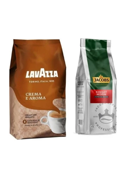 Lavazza Crema E Aroma 1 KG + Jacobs Banquet Medium Çekirdek Kahve 1 KG