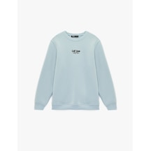 Koton Regular Fit Uzun Kollu Bisiklet Yaka Baskılı Sweatshirt Mavi 6sam70032mk Mavi