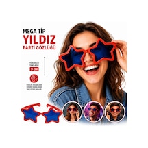 Mey İthalat Mega Tip Yıldız Parti Gözlüğü Kırmızı Renk Çok Renkli