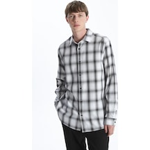Lcw Vision Siyah Regular Fit Uzun Kollu Ekose Gabardin Erkek Gömlek
