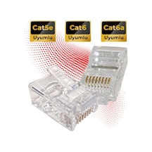 Rj45 Cat5 Cat6 8p8c Konnektör 100 Adet