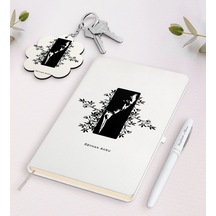 Kişiye Özel Atatürk Temalı Beyaz Defter Kalem Ve Anahtarlık Hediy N11.3467