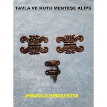 Anadoluhirdavat Dekoratif Mini Tavla Ve Kutu Menteşesi Ve Klips Antik Bakır
