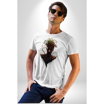 Ağaç Adam Kökler Felsefe Unisex Unisex Beyaz Organik Baskılı T-shirt Penye Yüksek Kalite Beyaz