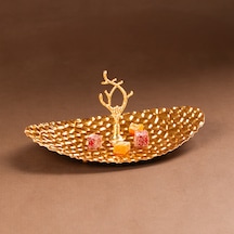 Porsima Gold Metal Mini Sunumluk Şekerlik Lokumluk Kurabiyelik