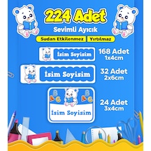 Sevimli Ayıcık Temalı Okul Kreş Kişiye Özel İsim Etiket Seti - Model 183 Çok Renkli