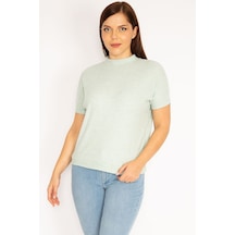 Şans Kadın Yeşil Yumoş Kumaş Kısa Kollu Bluz 65n34940-yeşil Yeşil