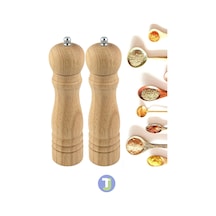 Technojet 2 Adet Doğal Ahşap Karabiber Tuz Kahve Baharat Öğütücü Ahşap Değirmen Tuzluk Biberlik