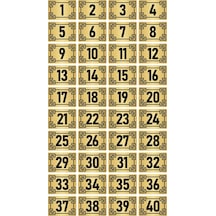 Metal Kapı Masa Dolap Numara Levhası 10x15cm Altın Renk 40 Adet (1…40)