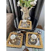 Atabey Home Collection 6'lı Kahve & Çay & Sunum Tepsisi Metal Döküm Full Döküm Model