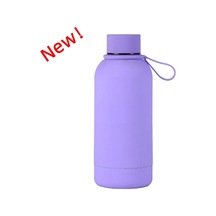 350 Ml Mını Termos Bardak Küçük Ağız Vakum Çift Paslanmaz Çelik Silikon Saplı Taşınabilir Mor