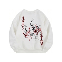 Startmore Coke Serisi Letter & Figure Graphic Pullover Beyaz