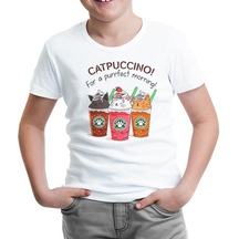 Catpuccino Beyaz Çocuk Tshirt