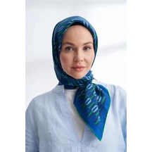 Armanda Lıne Desen Twıll İpek Eşarp -4304 - 90 X 90 / Zümrüt - 42 Zümrüt - 42