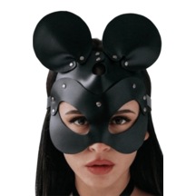 Nana & Mayka Moda Fantazi Maske Mickey Deri Maske Fantezi Aksesuar Mask-18 Siyah Siyah