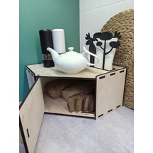 Woodiks Köşe Ekmek Kutusu Ahşap Kapaklı 328083650 Bej Açık