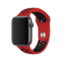 Apple Watch Uyumlu8 45mm Ile Kayış Spor Delikli Silikon Sd01 Kordon Kırmızı-siyah