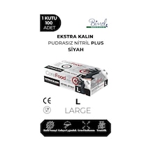 Ekstra Kalın Nitril Siyah Plus Muayene Eldiveni L - 1 Paket 100'lü