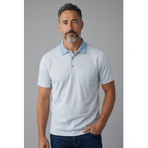 Erkek Simenti Fitilli Yakalı Penye Buz Mavi Baba Tshirt Erkek Simenti Fitilli Yakalı Penye Buz Mavi Baba Tshirt