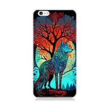 Apple Uyumlu iPhone 6 Silikon Kılıf Tribal Vitray Kurt Ve Ağaç