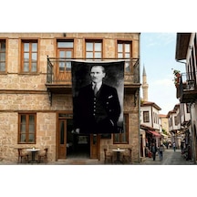 Siyah Takım Elbiseli Mustafa K. Atatürk Poster Bayrak Premium Raşel Kumaş 300x450cm Ata39 Diğer