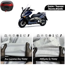 Yamaha Tmax 560 Uyumlu Motosiklet Brandası Su Geçirmez Miflonlu Topcase Çanta Uyumlu Motor Branda