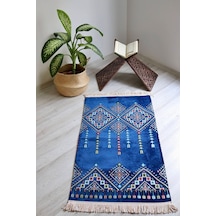 Kilim Desenli Astarlı Lüks Seccade S1020 Lacivert Mavi