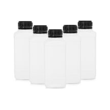 Borox Plastik Kare Siyah Kilit Kapaklı Numune Şişe 5 x 1 L