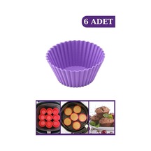 Tr 6 Adet Yapışmaz Silikon Muffin Kek Kalıbı, Airfryer Uyumlu, Mor Muk-01-50550 Genel