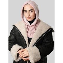 Hürrem Bone Pudra Bağcıklı Peluş Salaş Balaklava Boyunluklu Bere Jakar Düz 2328 06 Pudra