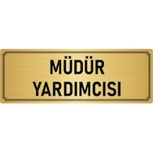 Metal Yönlendirme Levhası, Departman Kapı İsimliği Müdür Yardımcısı 10x20 cm Altın Renk
