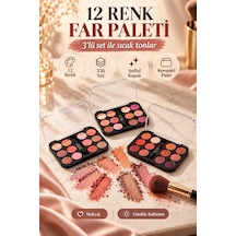 12 Renk Far Paleti - 3 Lü Set Çok Renkli